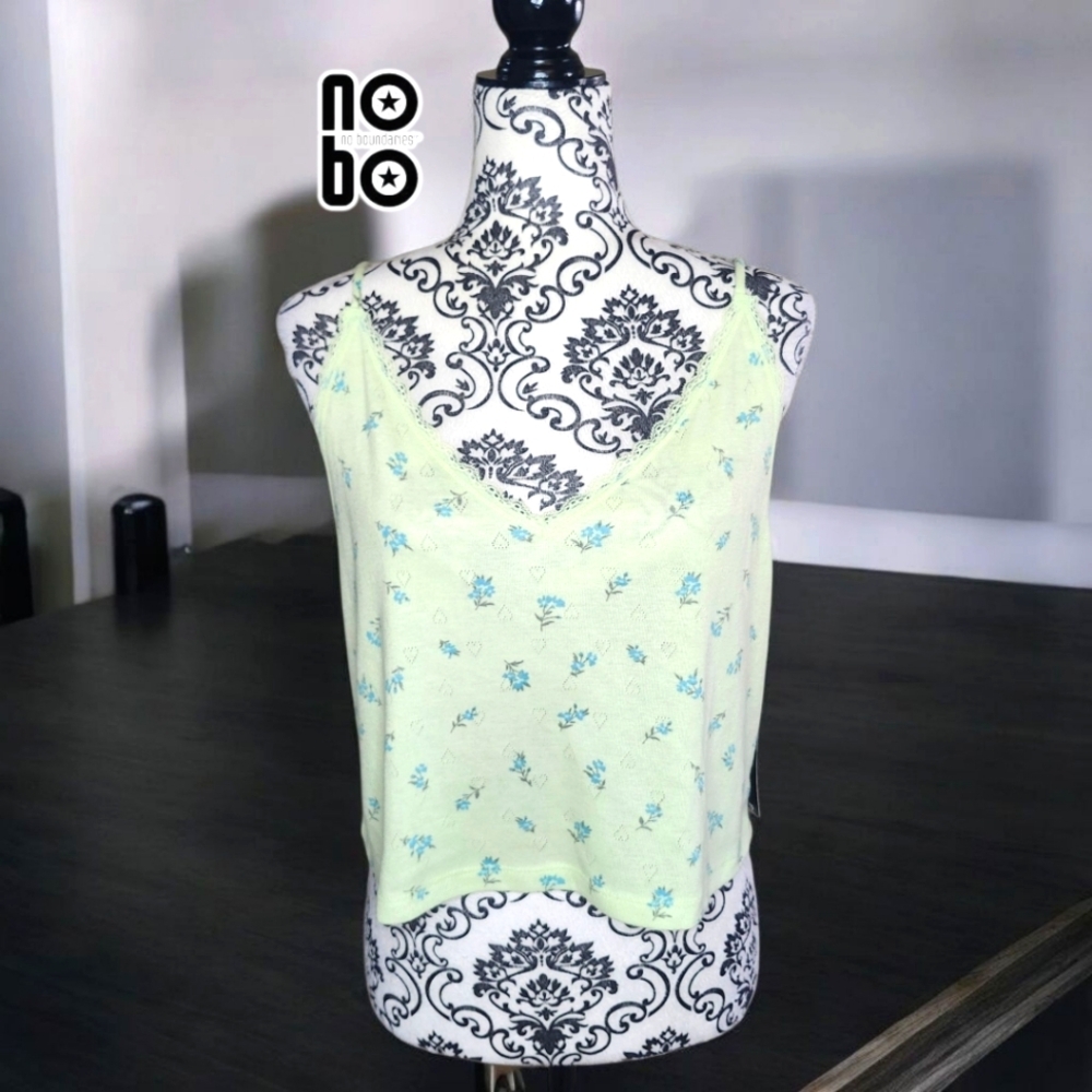 🆕️ NO BOUNDARIES Green Floral Tank Top - XLarge
